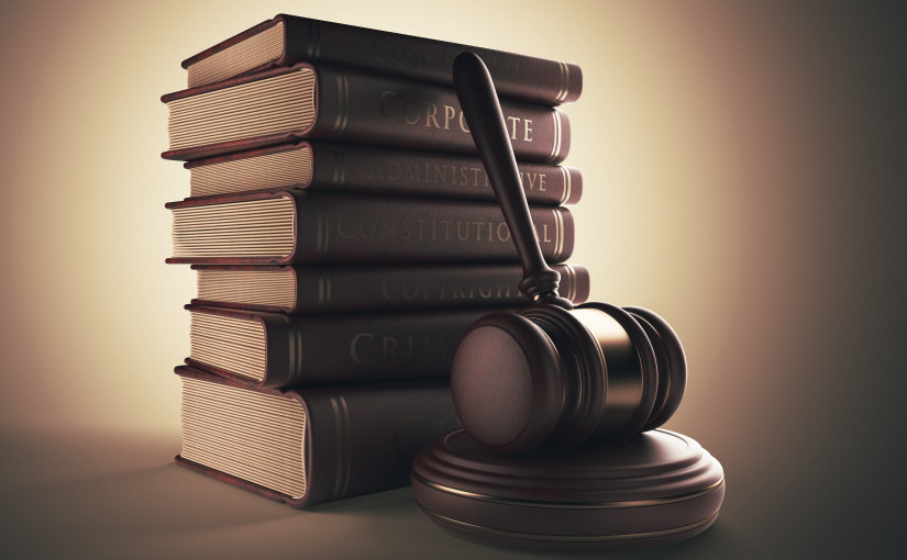 Wooden gavel with book. LAW concept. 3D illustration